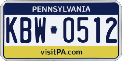 PA license plate KBW0512
