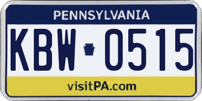 PA license plate KBW0515