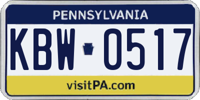 PA license plate KBW0517