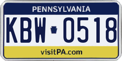 PA license plate KBW0518