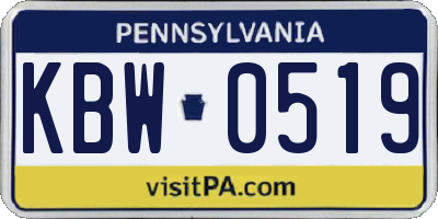 PA license plate KBW0519