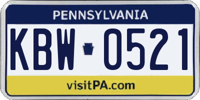 PA license plate KBW0521
