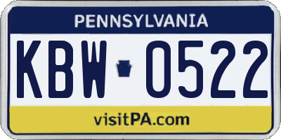 PA license plate KBW0522