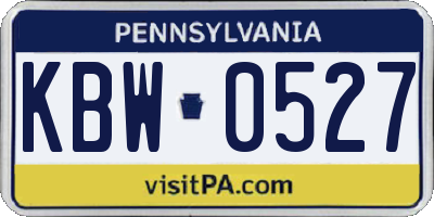 PA license plate KBW0527