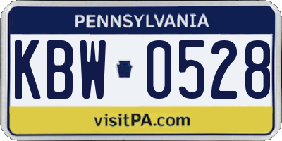 PA license plate KBW0528