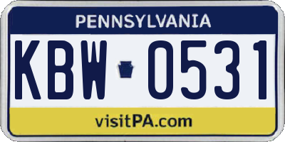 PA license plate KBW0531