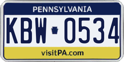 PA license plate KBW0534