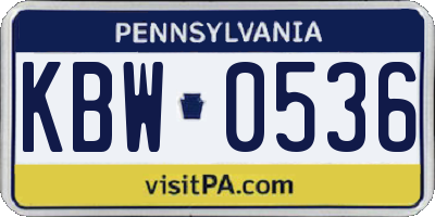 PA license plate KBW0536