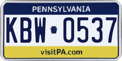 PA license plate KBW0537