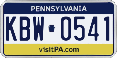 PA license plate KBW0541