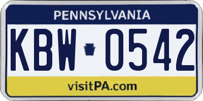 PA license plate KBW0542
