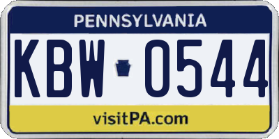 PA license plate KBW0544