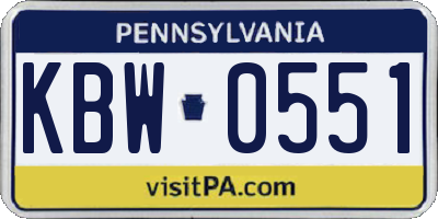 PA license plate KBW0551