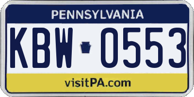 PA license plate KBW0553