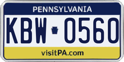 PA license plate KBW0560