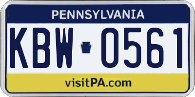 PA license plate KBW0561