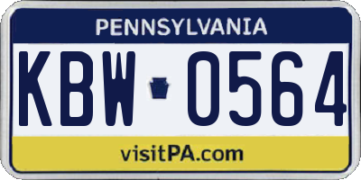 PA license plate KBW0564