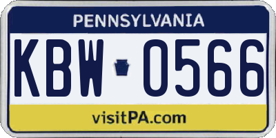 PA license plate KBW0566