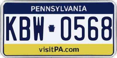 PA license plate KBW0568