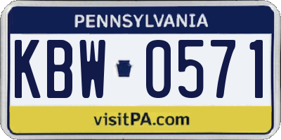 PA license plate KBW0571