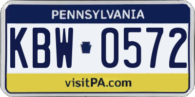 PA license plate KBW0572