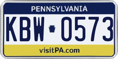 PA license plate KBW0573