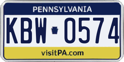 PA license plate KBW0574