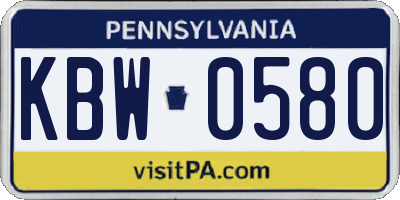PA license plate KBW0580