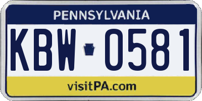 PA license plate KBW0581
