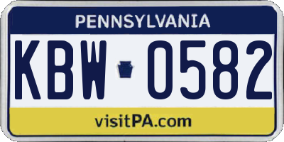 PA license plate KBW0582