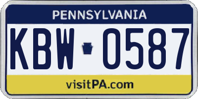 PA license plate KBW0587