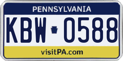 PA license plate KBW0588