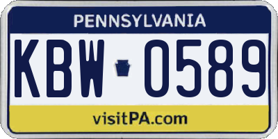 PA license plate KBW0589