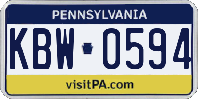 PA license plate KBW0594
