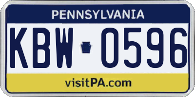PA license plate KBW0596