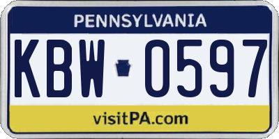 PA license plate KBW0597