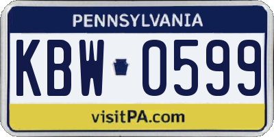 PA license plate KBW0599