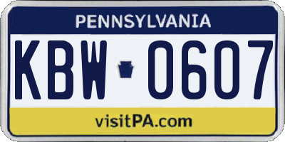 PA license plate KBW0607