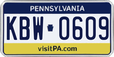 PA license plate KBW0609