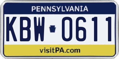 PA license plate KBW0611
