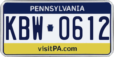 PA license plate KBW0612