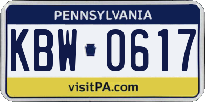 PA license plate KBW0617