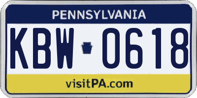PA license plate KBW0618