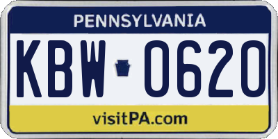 PA license plate KBW0620