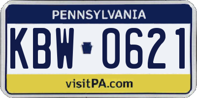 PA license plate KBW0621
