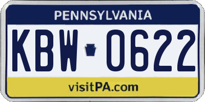 PA license plate KBW0622