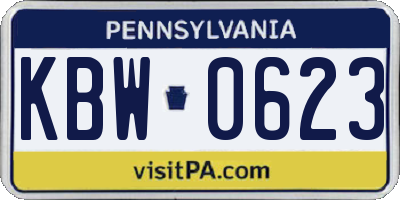 PA license plate KBW0623