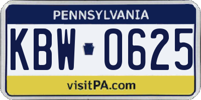 PA license plate KBW0625