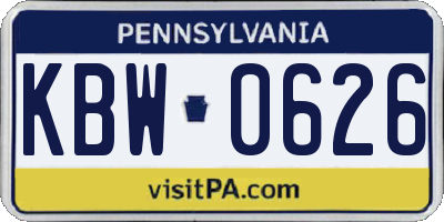 PA license plate KBW0626