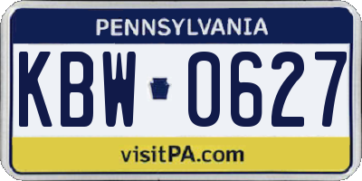 PA license plate KBW0627